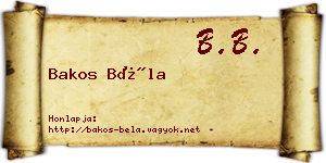 Bakos Béla névjegykártya